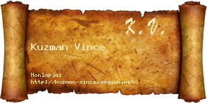 Kuzman Vince névjegykártya